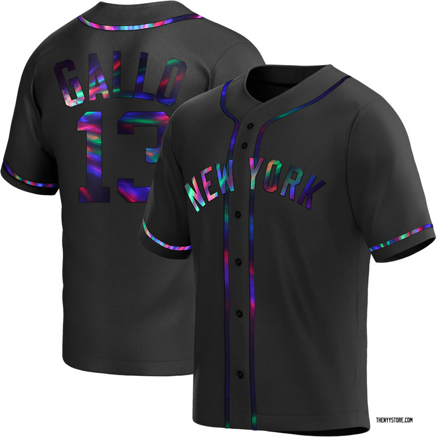 كريم كنزه New York Yankees #13 Joey Gallo Men's Nike Iridescent Holographic Collection MLB Jersey - Black كريم كنزه
